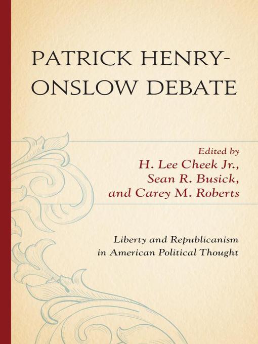Title details for Patrick Henry-Onslow Debate by H. Lee Cheek Jr. - Available